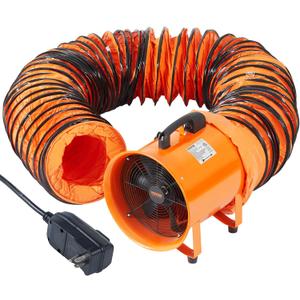 VEVOR Portable Ventilator with Hose, 2 Speed, 10 Inch Utility Blower Exhaust Fan with 33ft Flexible Duct, 350W 1948CFM High Velocity Industrial Air Mover for Extraction and Ventilation