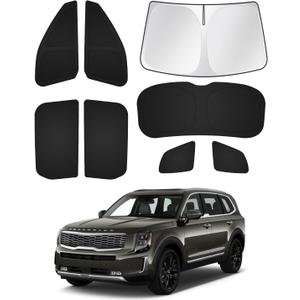 Windshield Sun Shade for 2020-2025 2026 Kia Telluride Accessories Sunshade Side Rear Window Shade Cover Window Sun Visor Shield Privacy Protection Keep Vehicle Cool Black 8PCS