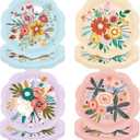Pickmesh 60 Pcs Floral Paper Plates 7 Inches Vintage Flower Disposable Dinner Dessert Plates for Baby Shower Bridal Shower Birthday Wedding Tea Party Decoration Supplies