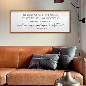 TQianJiang Bible Verse Wall Art Jeremiah 29:11 32"12" Christian Inspirational Quotes Decor For I Know The Plans I Have For You Large Scripture Religious for Living Room Office Wall Hanging (Wood)