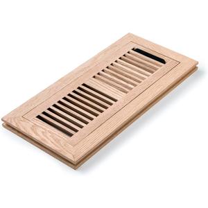 Red Oak Hardwood Flush Mount Floor Register, 4X12 Inch, High Output Air Flow, with Damper, Unfinished
