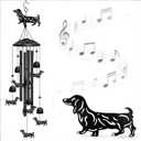 Dachshund Wind Chimes for Outside, Decorative Wind Chimes Dachshund Gifts for Women/Men, Memorial/Birthday Gifts, Garden Decor for Outside, Patio or Yard, Durable Chimes for Outdoors (Black)