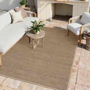 Neutral Indoor Outdoor Small Easy Jute Rug 3x5 Modern Washable Bedroom Rug Non Slip Outdoor Patio Throw Carpet Entryway Easy Jute Rugs for Porch Kitchen Living Room Backyard, Brown