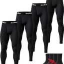 Mens Thermal Underwear Pants Long Johns Fleece Lined Warm Base Legging Layer Bottoms Cold Weather Clothing Gear (Large, Black*black*black*black)