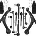 Front Lower Control Arm w/Ball Joint fit 2003-2005 for Honda Pilot 2001-2005 for Acura MDX, Suspension Kit with Inner Outer Tie Rod End w/Steering Boot Sway Bar Link - 12pc Set