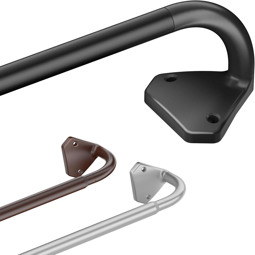 Curtain Rods, No Rust Adjustable Blackout Drapery Rods, 5/8 Inch Diameter Wrap Around Curtain Pole for Windows, Ideal for Bedroom, Outdoor (28-48 Inch, Black)