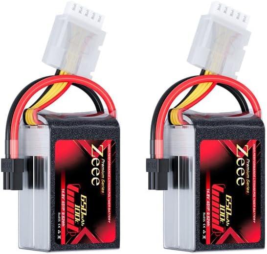 Zeee Premium Series 14.8V 4S Lipo Battery 100C 650mAh with XT30 Plug for FPV Racing Drone Quadcopter Helicopter Airplane RC Boat RC Car RC Models(2 Pack)