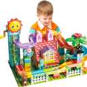 Kid Marble Run Building Blocks with Elevator Spiral Lift,Gift Toy Bricks Marble Maze Ball Race Track Set with Motorized Elevator,Big Blocks Educational STEM for 3 4 5 6 7 8 Year Old Boys Girls