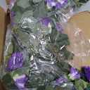 Ammyoo Artificial Fake Flowers Plants for Outdoor Decoration, 2PCS Faux Petunias Silk Flower UV Resistant No Fade for Home Outside Garden Balcony Yard Porch Realistic Indoor Decor (Purple White)