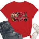 Valentines Shirts for Women Valentine Day Cute Leopard Truck Graphic Women Tee Love Heart Graphic Tops