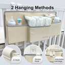 Hanging Baby Diaper Caddy, 3-in-1 Diaper Caddy Organizer Holder For Baby Crib, Nursery Organization Diaper Stacker Storage For Crib, Changing Table, Car, Wall-Beige