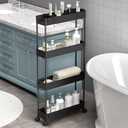 SPACELEAD Slim Storage Cart 4 Tier,Bathroom Organizer Rolling Utility, Mobile Shelving Unit Slide Out for Office, Kitchen, Laundry Room & Narrow Places, Black