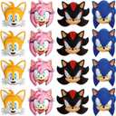 Unique Sonic Party Masks | 24 Count | Fun Birthday Party Favors and Decorations | Officially Licensed | includes Checklist