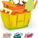 Gardening Set, Tool Kit, for Kids, STEM, Includes Tote Bag, Spade, Watering Can, Rake, Fork, Trowel and Gloves (Sunshine)