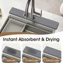 Diatomite Faucet Mat Splash Guard - Quick Dry Stone Mat Sink Tray 23.6"x4"  Super Absorbent Non-Slip Faucet Drip Mat Around Faucet  Drying Stone Protector for Kitchen Sink Bathroom (Grey) (Gray)