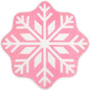 Breling 1 Pcs Christmas Bathroom Rug Small Decor Christmas Kitchen Bathroom Rug Winter Bath Mats Non Slip Carpet for Tub Living Dining Holiday(Snowflake,Pink&White,23.62x23.62)