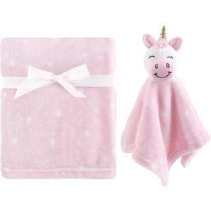 Hudson Baby Unisex Baby Plush Blanket with Security Blanket, Pink Unicorn, One Size