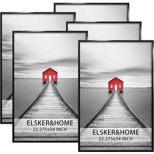 ELSKER&HOME 22.375 x 34 Poster Frame 5 Pack, Black Picture Frame for Horizontal or Vertical Wall Mounting, Sturdy and Scratch-proof
