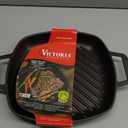 Victoria Cast Iron Square Grill Pan with Double Loop Handles, Made in Colombia, 10 Inches