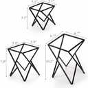 Set of 3 Black Metal Pizza Riser Racks, Twisting Geometric Pizza Table Stand Serving Tray Holder, Tabletop Square Dessert Food Stand Platter Risers for Christmas Thanksgiving Home Party