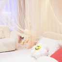Akiky Princess Canopy Bed Curtains 4 Corners Post Mosquito Net - Cozy Drape Netting 4 Opening Bed Canopy Curtain for Girls Bed Boys Adults (King,Beige)