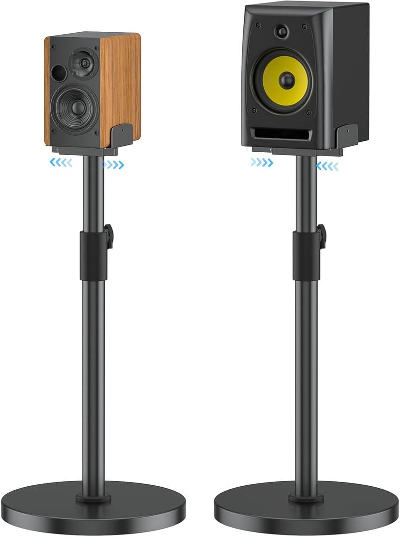 Adjustble Bookshelf Speaker Stands & Studio Monitor Stands Pair, Height Extend 29"37.5" Surround Sound Speaker Stands for Klipsch, Polk, Yamaha, Bose, PreSonus, JBL Nano K, Built-in Cable Management