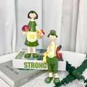 Pastoral Style Handpainted Resin Figurine Set (7.9 Inch), Garden Couple Character Sculptures, Decorative Ornaments for Home, Book Shelf Decor Valentine's Day Gifts