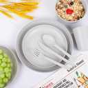 EI 42pcs Wheat Straw Dinnerware Set,Unbreakable Reuasble Plate,Plastic Plates and Bowls Sets,Lightweight Dinnerware for Camping,Picninc,Party-Black Bowls,Plates,Cups,Cutlery