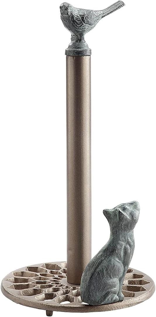 Cat and Bird Paper Towel Holder
