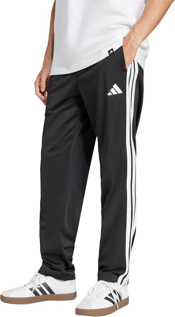 Adidas Mens 3-Stripes Tricot Open Hem Track Pants (X-Large, Black)