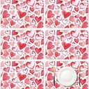 KOPOOEOE 6 Set Valentine's Day Placemats, 11x16 Inch Watercolor Heart Plastic Placemats Red Pink Spring Holiday Table Mats for Wedding Party Festival Decor