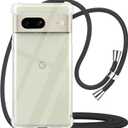 YESPURE for Google Pixel 7 Clear Lanyard Case Adjustable Shoulder Neck Crossbody Strap Phone Cover Women Girls Soft Slim Bumper Shockproof Protective Mobile Case for Pixel 7 - Black