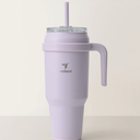 REDUCE Chiller Vacuum Insulated 40 oz Tumbler with Spill-Proof Silicone Straw - Sustainable Tritan Lid with Water Intake Markers - Soft Sit Base Travel Mug - Dishwasher Safe - Gentle Lavender