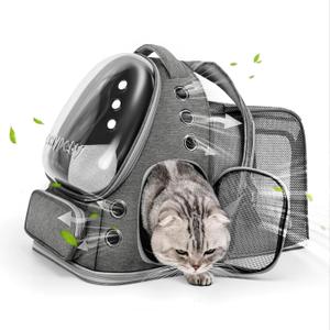 Cawypety Expandable Cat Backpack, Cat Bubble Backpack Carrier for Carrying Cats, Pets and Small Dogs, Airline-Approved, Designed for Travel, Hiking, Walking, Car Grey