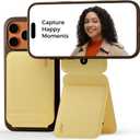 MOFT Phone Tripod Stand Selfie Stick for iPhone, Multi-Angles iPhone Stand, Lightweight & Portable Phone Holder, Strong Magnets, MOVAS Vegan Leather, Travel Essentials, Panna Cotta (Without Card Slot)