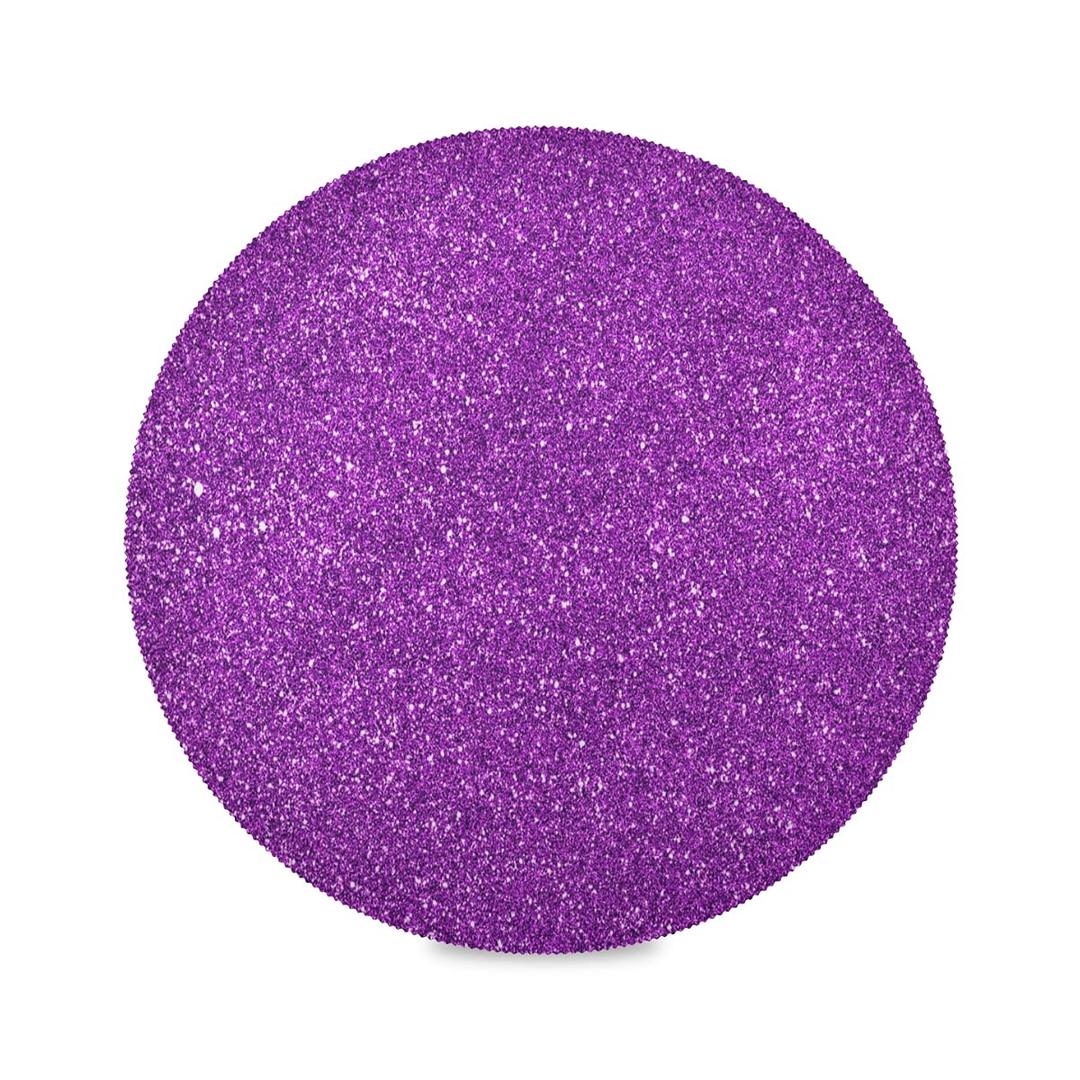  16Pcs Purple Disposable Round Placemats,  Metallic Glitters Foil Thin Mesh Table Mats Pressed Foil Table Doilies Decor for Party Weddings Christmas Thanksgiving