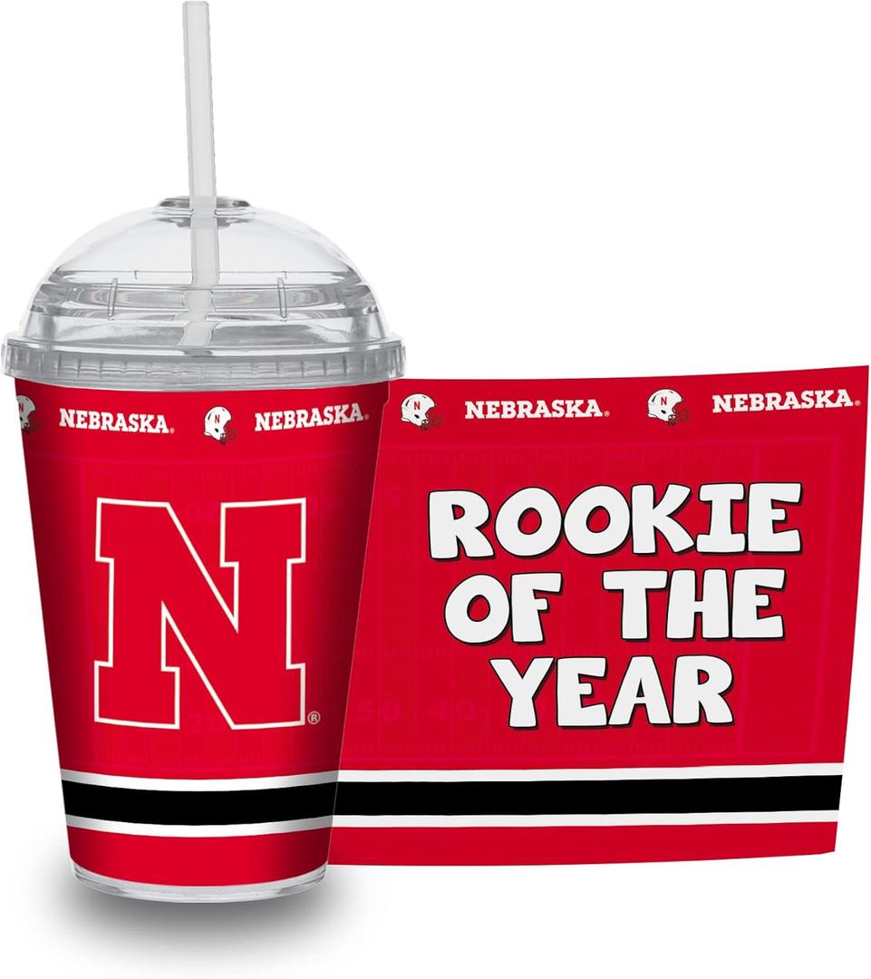 Rico Industries NCAA Rookie Of The Year 12oz Acrylic Tumbler, Officially Licensed Youth Double Wall Tumbler with Swirly Straw