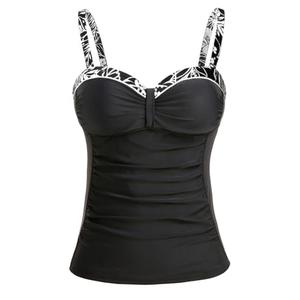 Talisea Women's Underwire Tankini Top Only Tummy Control Swimsuit Top Push Up Bathing Suit Top No Bottom Black Floral L