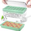 Longzon Mini Ice Cube Tray with Lid and Bin, 60 pcs Ice Cube Trays for Freezer, Ice Cube Mold, Ice Molds Spill-Resistant Removable Lid & Ice Scoop, Ice Cube Tray Mold for Whiskey Cocktail, Tea, Coffee