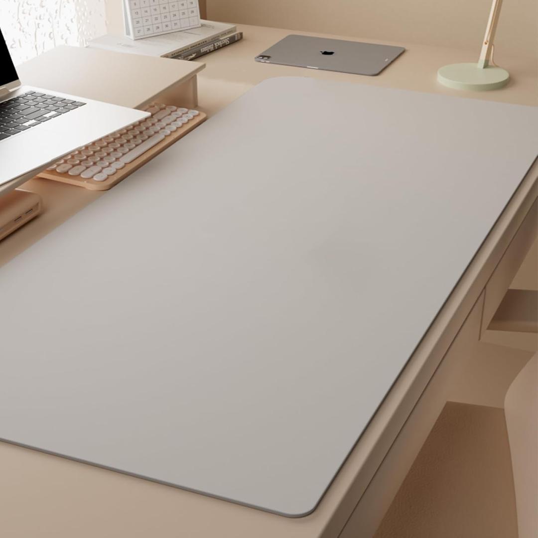 PU Table Pad - Non-Slip Waterproof Desk Protector, Easy Clean Heat Resistant Table Cover for Office/Home/Kitchens (Gray,60x120cm) (23.6*47.2inches)