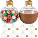 Veemoon Christmas Drink Balls, 250ml Clear Ornament Balls 10pcs Fillable Booze Ball Christmas Tree Ornament Water Bottle Bulb Juice Bottle Xmas Hanging Pendant Ball for Holiday Favor Golden