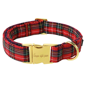 Unique style paws Dog Collar Scottish Plaid Black Red Metal Buckle Durable Puppy Collar Christmas for Small Medium Large Boys Girls Dogs