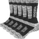 YUEDGE Men's Hiking Socks Moisture Wicking Mens Socks Anti-Odor Work Socks Padded Cotton Safety Boot Socks For Men, 5 Pairs (10-13, Black)