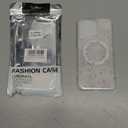 Magnetic Pink Bow Glitter Clear Case for iPhone 15 Pro Max 6.7[Compatible with MagSafe],Aesthetic Trendy Cute Star Y2K Bling Anti-Yellow Stylish Protective Cover