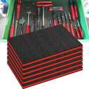 6 Pack Tool Box Foam,Foam Inserts for Cases, 22 x 18 x 1 InchTool Box Liner Polyethylene Tool Foams Sheets, Toolbox Kaizen Organizer and Storage Tool Shadow(Red, Black)