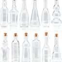 Small Mini Clear Vintage Glass Bottles with Corks, Mini Vases, Decorative, Potion, Assorted Design Set of 12 pcs, 4.6 Inch Tall (11.43cm), 1.4 Inch Wide (3.56cm)