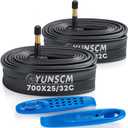 700C Bike Tubes 700x25C/28C/30C/32C AV48mm Schrader Valve Premium Butyl Rubber 700C Bicycle Tubes Compatible with 700 x 25C 700x26C 700x28C 700x30C 700x32C Bike Tire Tubes