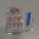 Peach Blossom Press on Nails Short Medium Almond Fake Nails with Rose Gold Glitter Designs Pink Flower Stick on Nails Spring Floral False Nails Petal Full Cover Artificial Nails for Women Girls 24Pcs