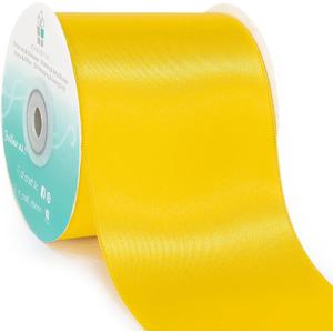 CT CRAFT LLC Double Face Satin Solid Ribbon 3 Inch x 25 Yards Yellow for Christmas Home Decor Wedding Bouquet Gift Wrapping DIY Crafts Hair Bow Scrapbook Invitation Card