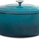 Crock-Pot Artisan 7-Quart Oval Enameled Cast Iron Dutch Oven  Teal Ombre, Durable Cookware for Slow Cooking, Roasting, Baking with Lid